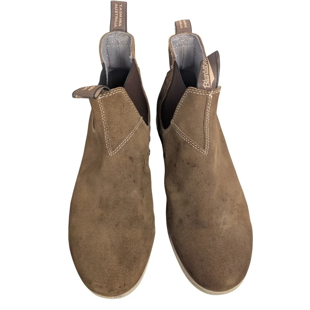11.5 US Blundstone Distressed Active Series Brown Suede Chelsea Boots Mens